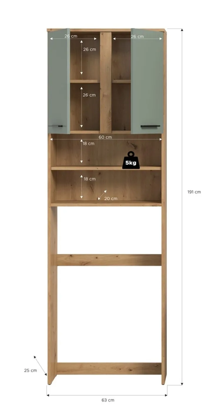Waschmaschinenschrank Blake | Salbei / Artisan Eiche