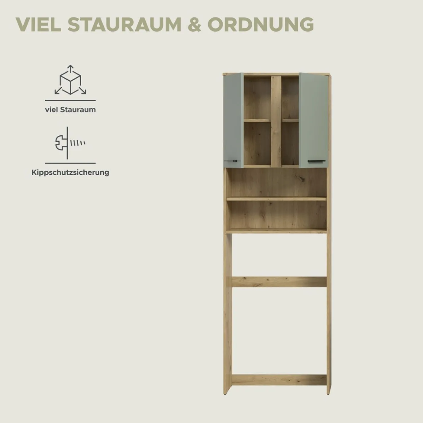Waschmaschinenschrank Blake | Salbei / Artisan Eiche