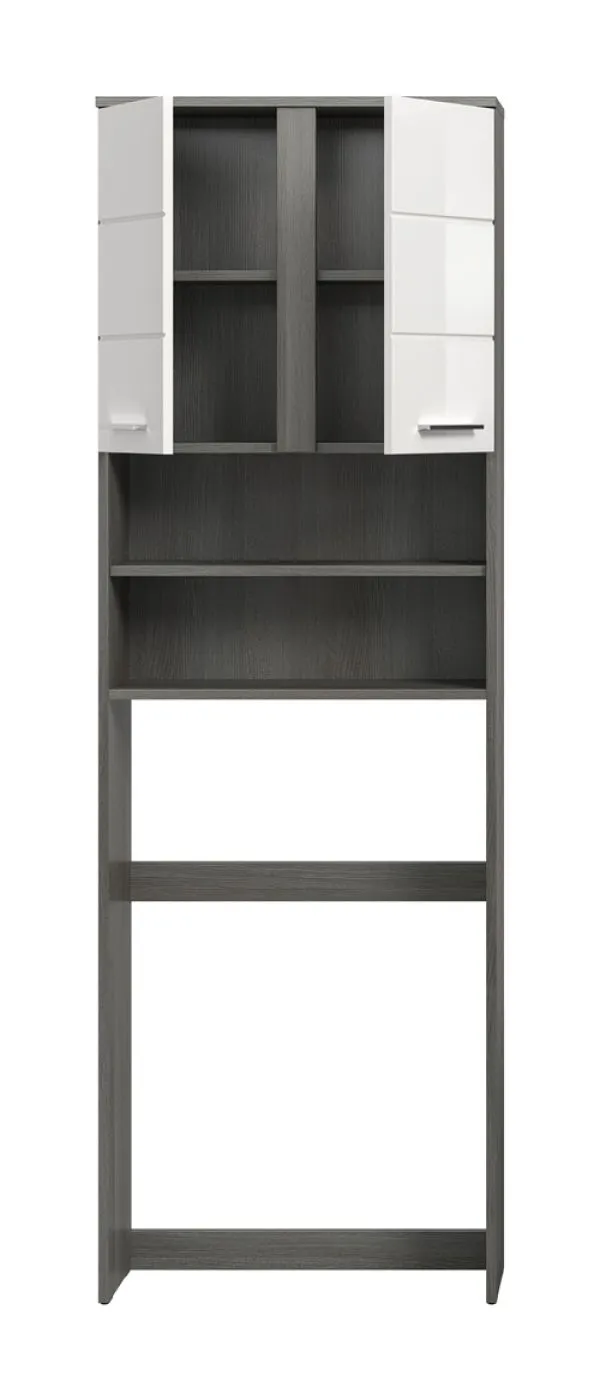Waschmaschinenschrank Blake | weiß Hochglanz / Rauchsilber