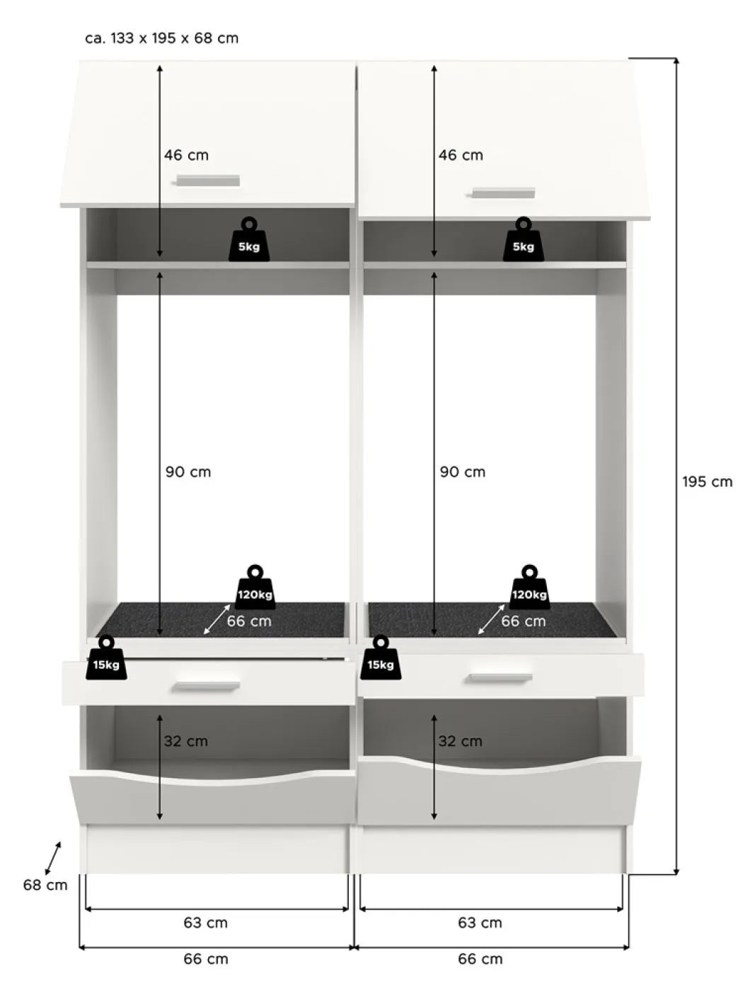 Waschmaschinenschrank Set Free 4 | weiß | 2-teilig