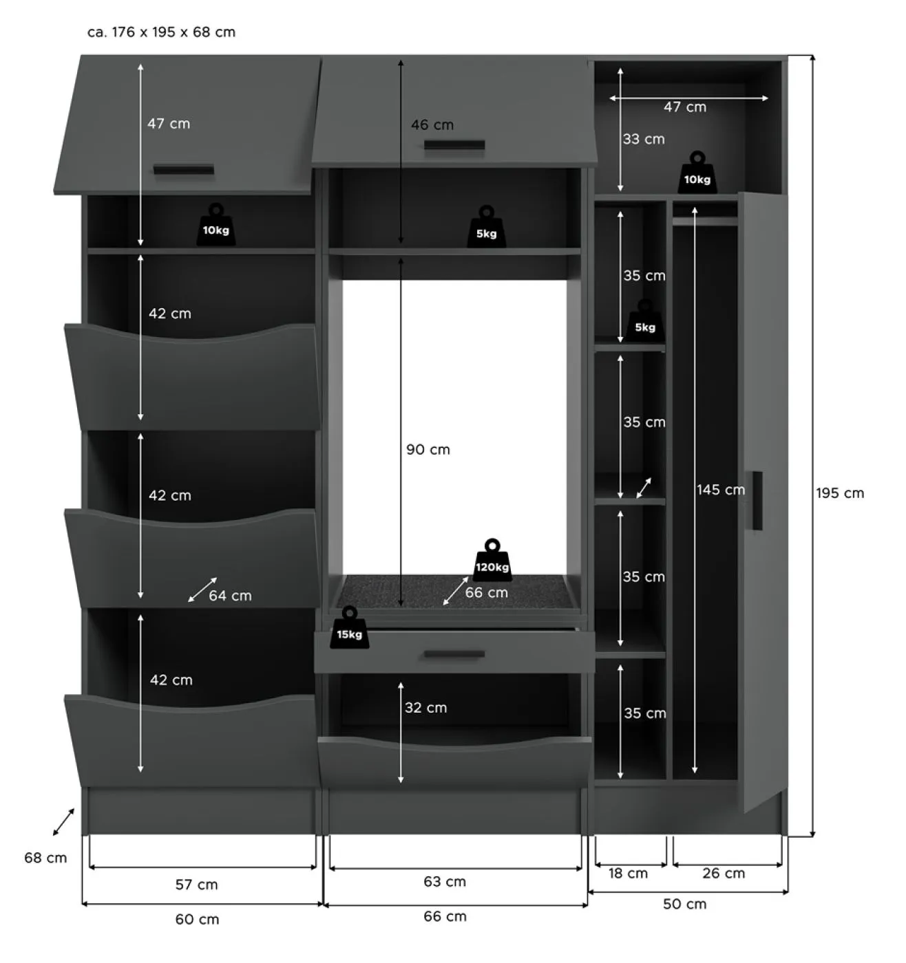 Waschmaschinenumbau Set Free 2 | 3-teilig | anthrazit