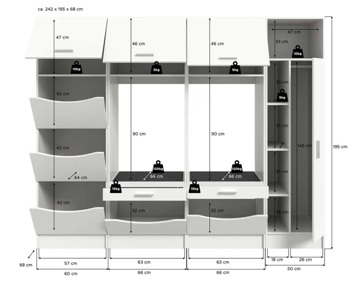 Waschmaschinenumbau Set Free 2 | weiß | 4-teilig