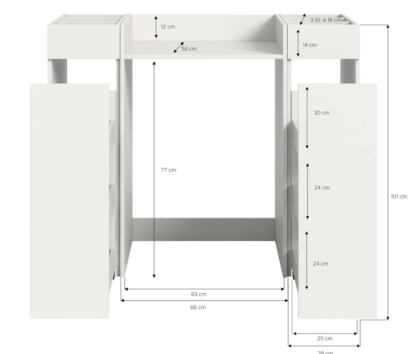 Waschmaschinenumbau Set Free | weiß | 3-teilig