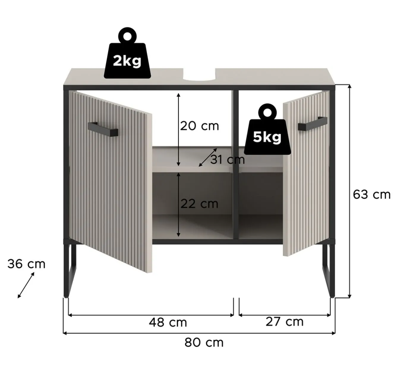 Waschtisch Bagno | mit Türen | Kaschmir