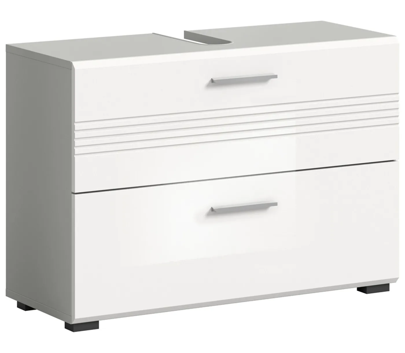 Waschtisch Copa mit Schubkästen | hellgrau / weiß Hochglanz