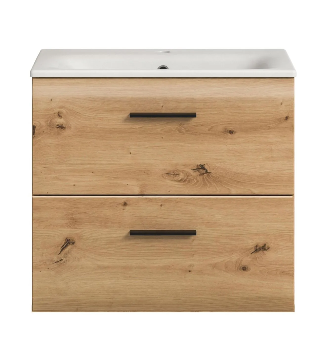 Waschtisch Ice inkl. Waschbecken, Artisan Eiche Dekor, 2 Schubkästen mit Griffmulden, Waschtisch mit Waschbecken – Ansicht 3