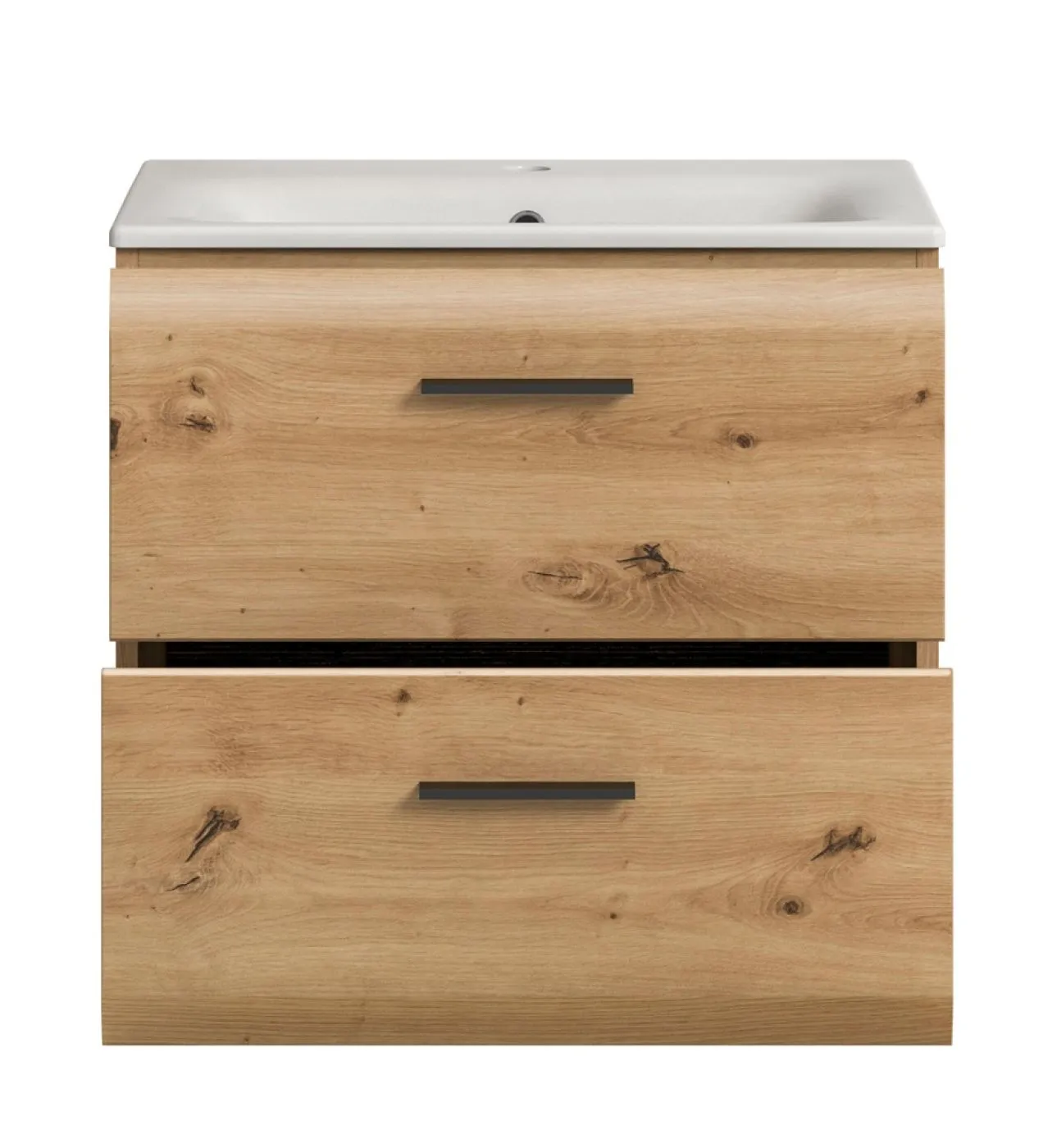 Waschtisch Ice inkl. Waschbecken, Artisan Eiche Dekor, 2 Schubkästen mit Griffmulden, Waschtisch mit Waschbecken – Ansicht 4
