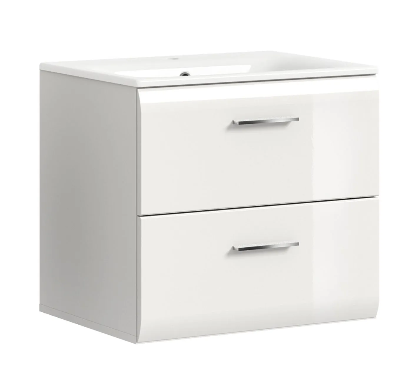 Waschtisch Ice inkl. Waschbecken | mit Schubkästen | weiß / weiß Hochglanz