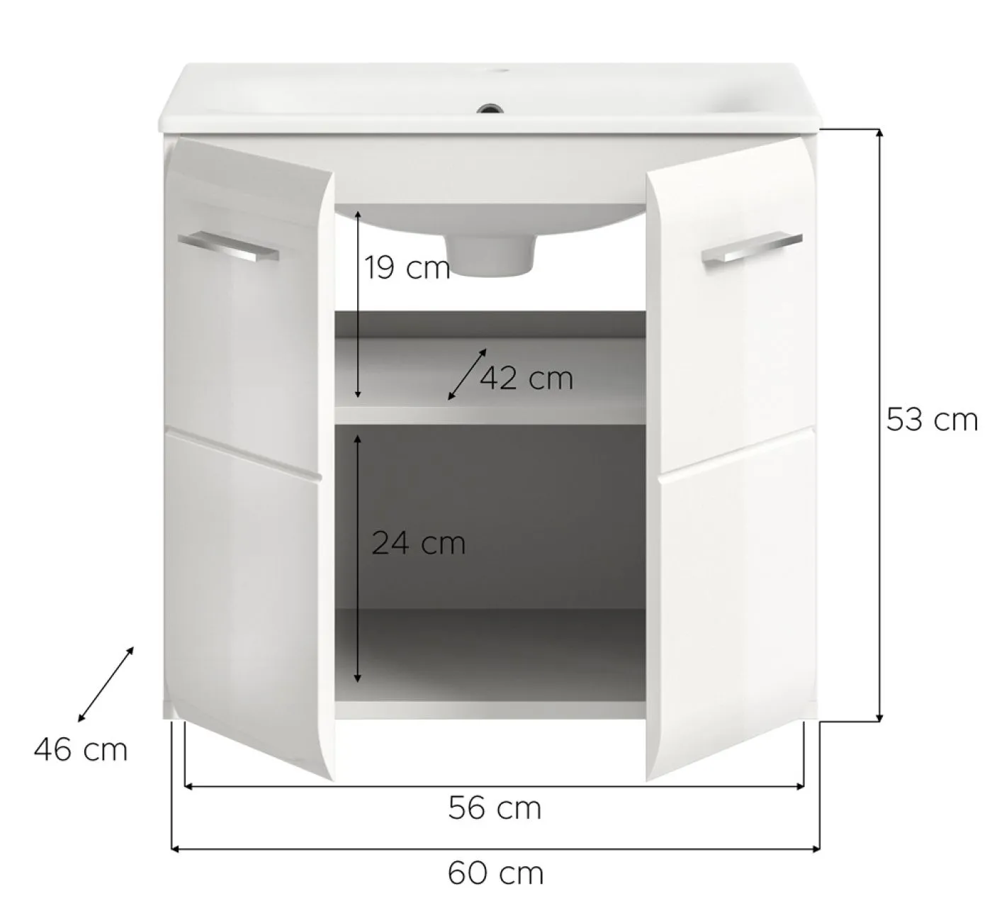 Waschtisch Ice inkl. Waschbecken | weiß / weiß Hochglanz