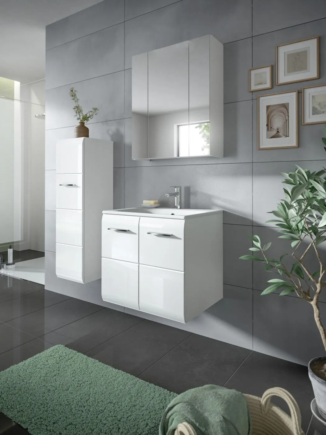 Waschtisch Ice inkl. Waschbecken | weiß / weiß Hochglanz