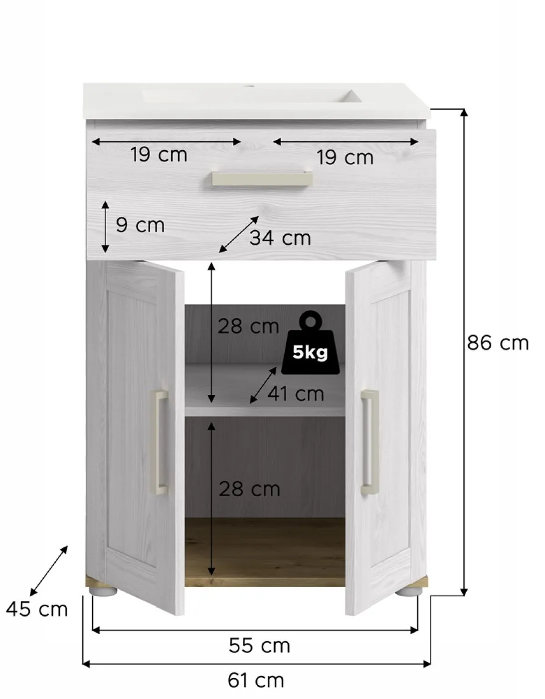 Waschtisch inkl. Waschbecken Verona | Sibiu Larche / Artisan Eiche