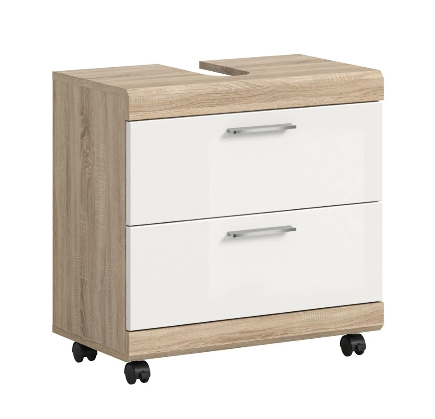 Waschtisch Lambada 1 | mit Schubkästen | weiß Hochglanz / Sonoma Eiche