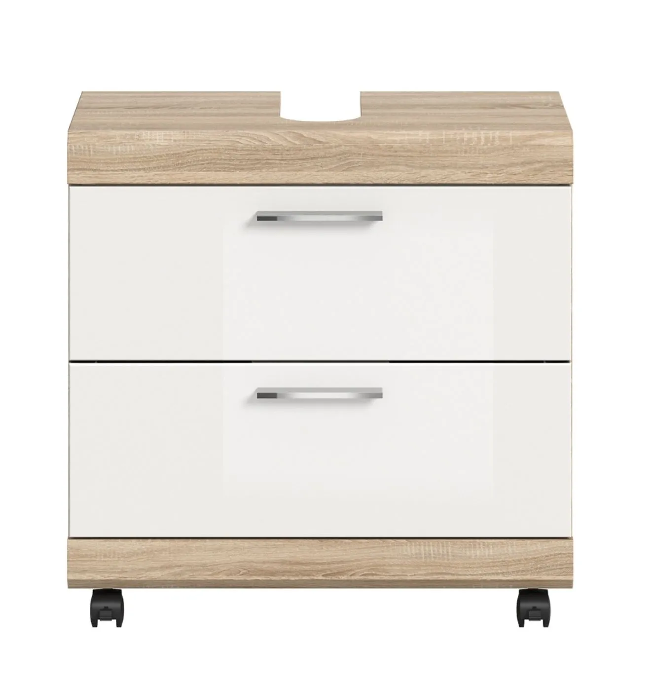 Waschtisch Lambada 1 | mit Schubkästen | weiß Hochglanz / Sonoma Eiche