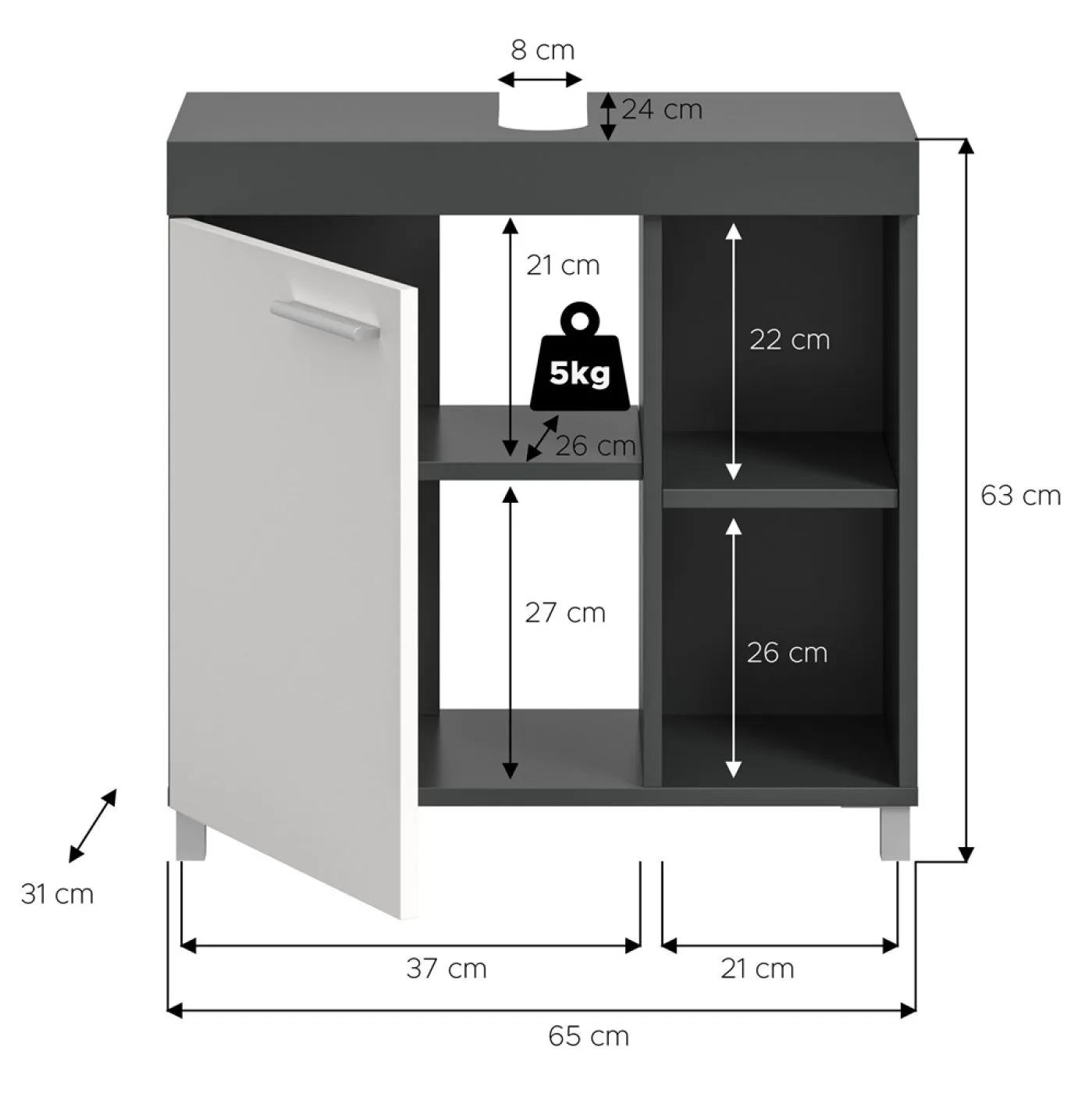 Waschtisch Noah | anthrazit / weiß