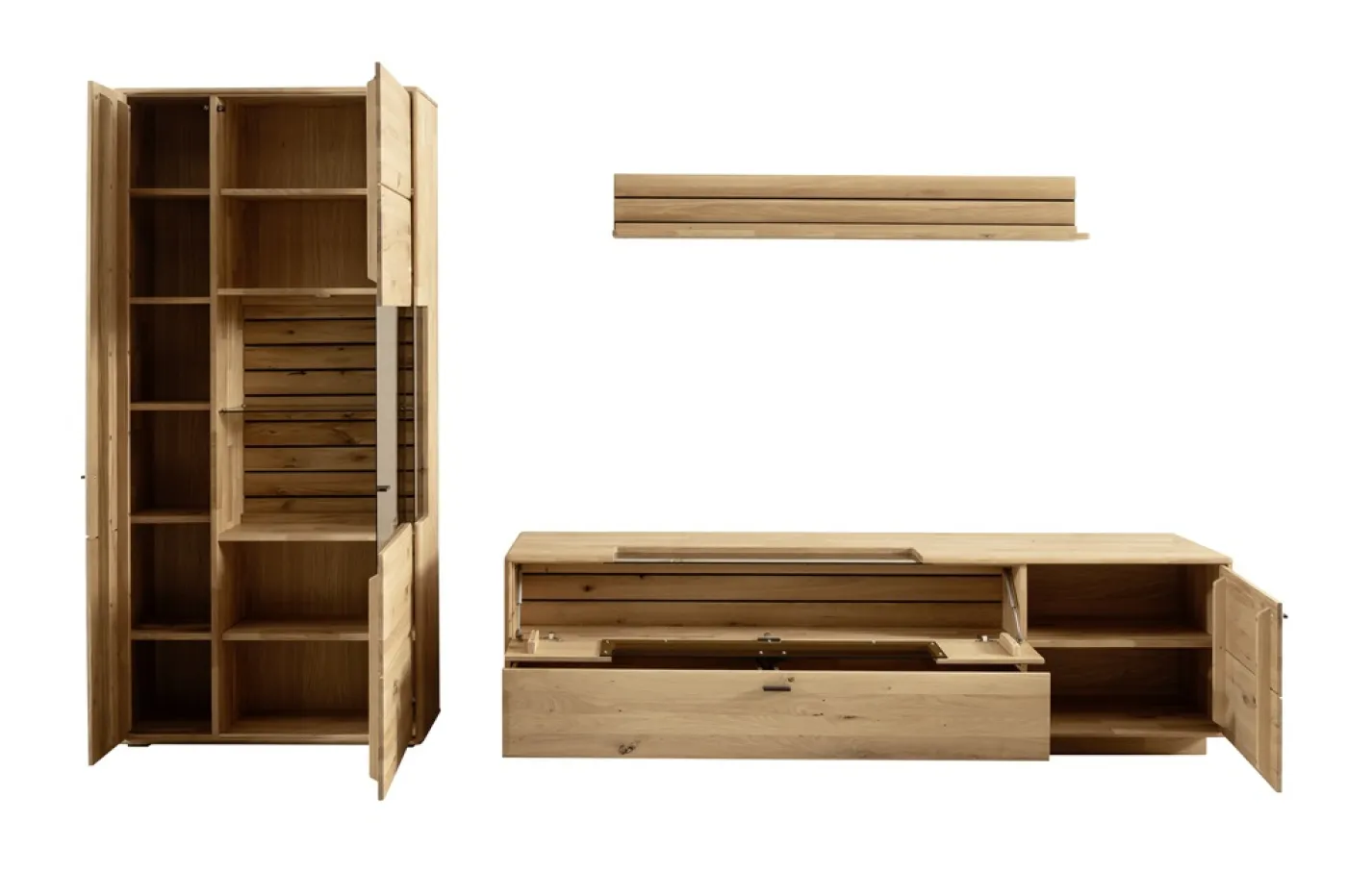 Wohnkombination 2 Girona | Ast / Balkeneiche | 3-teilig | optional LED Beleuchtung