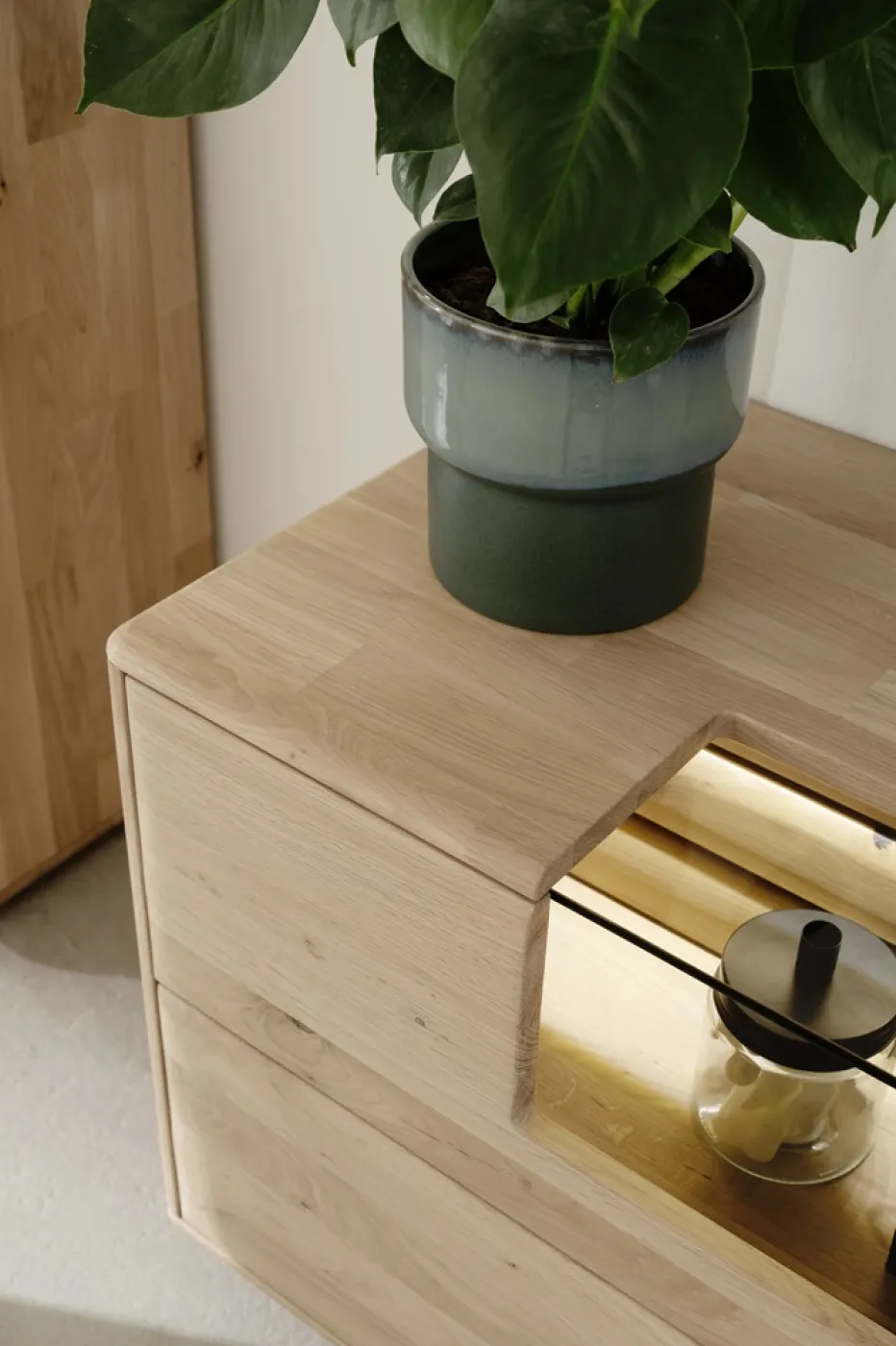 Wohnkombination 3 Girona | Ast / Balkeneiche | 3-teilig | Beleuchtung Komplettset