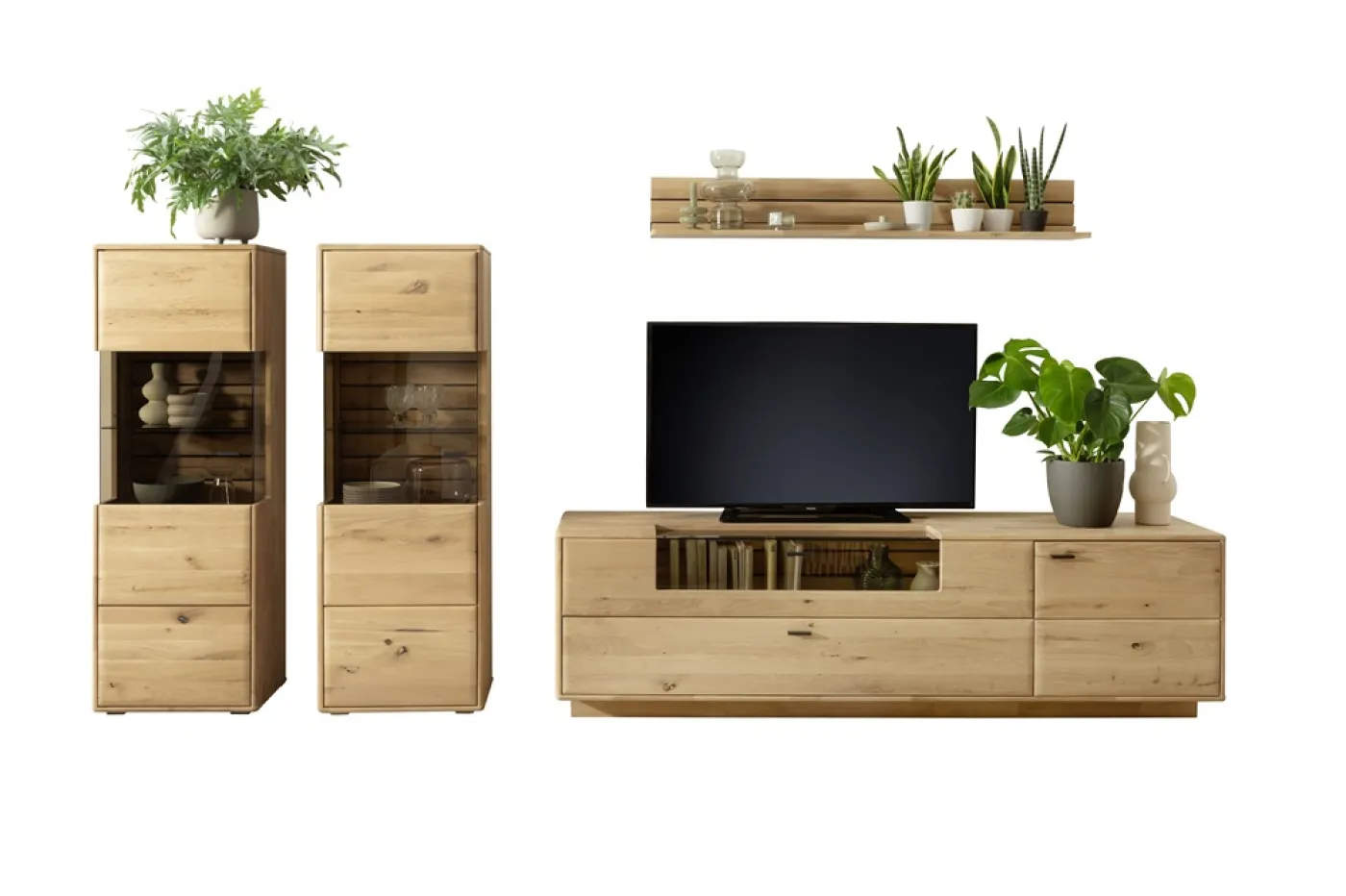 Wohnkombination 4 Girona | Ast / Balkeneiche | 3-teilig | optional LED Beleuchtung