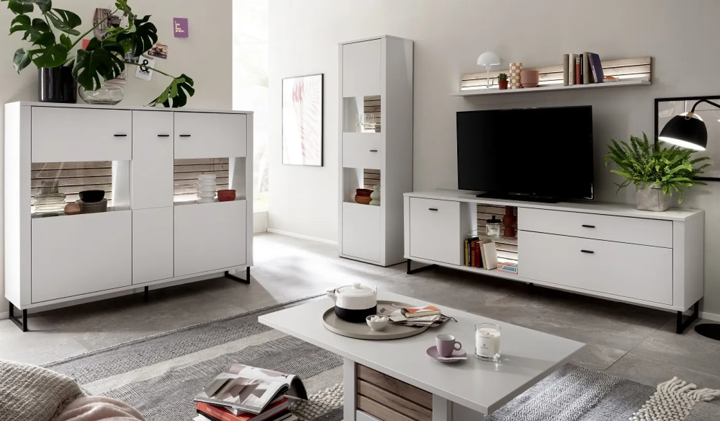 Wohnkombination 4 Louisiana | Modern White | 3-teilig