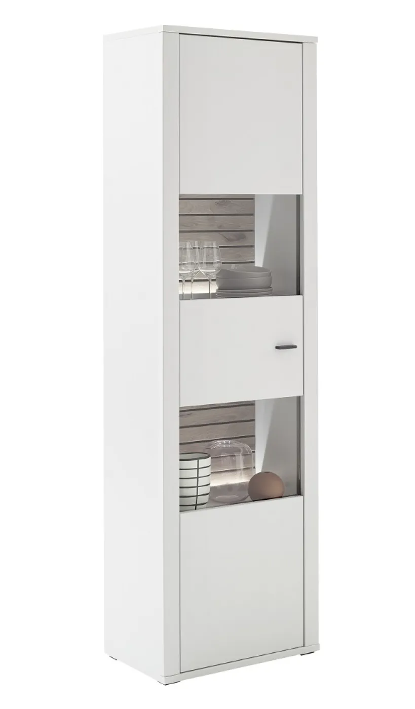 Wohnkombination 4 Louisiana | Modern White | 3-teilig | Vitrine mit Beleuchtung