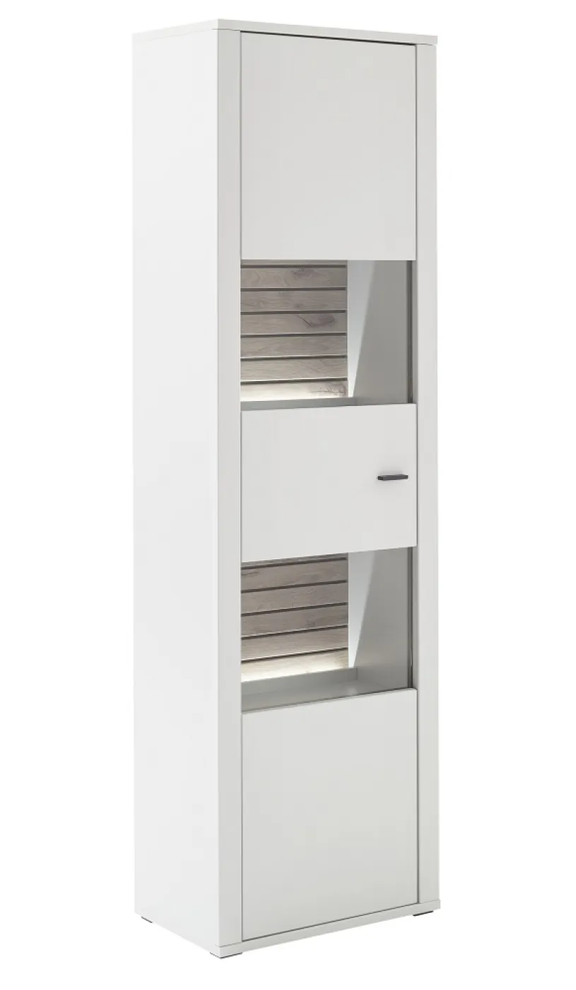 Wohnkombination 4 Louisiana | Modern White | 3-teilig | Vitrine & TV-Board mit Beleuchtung