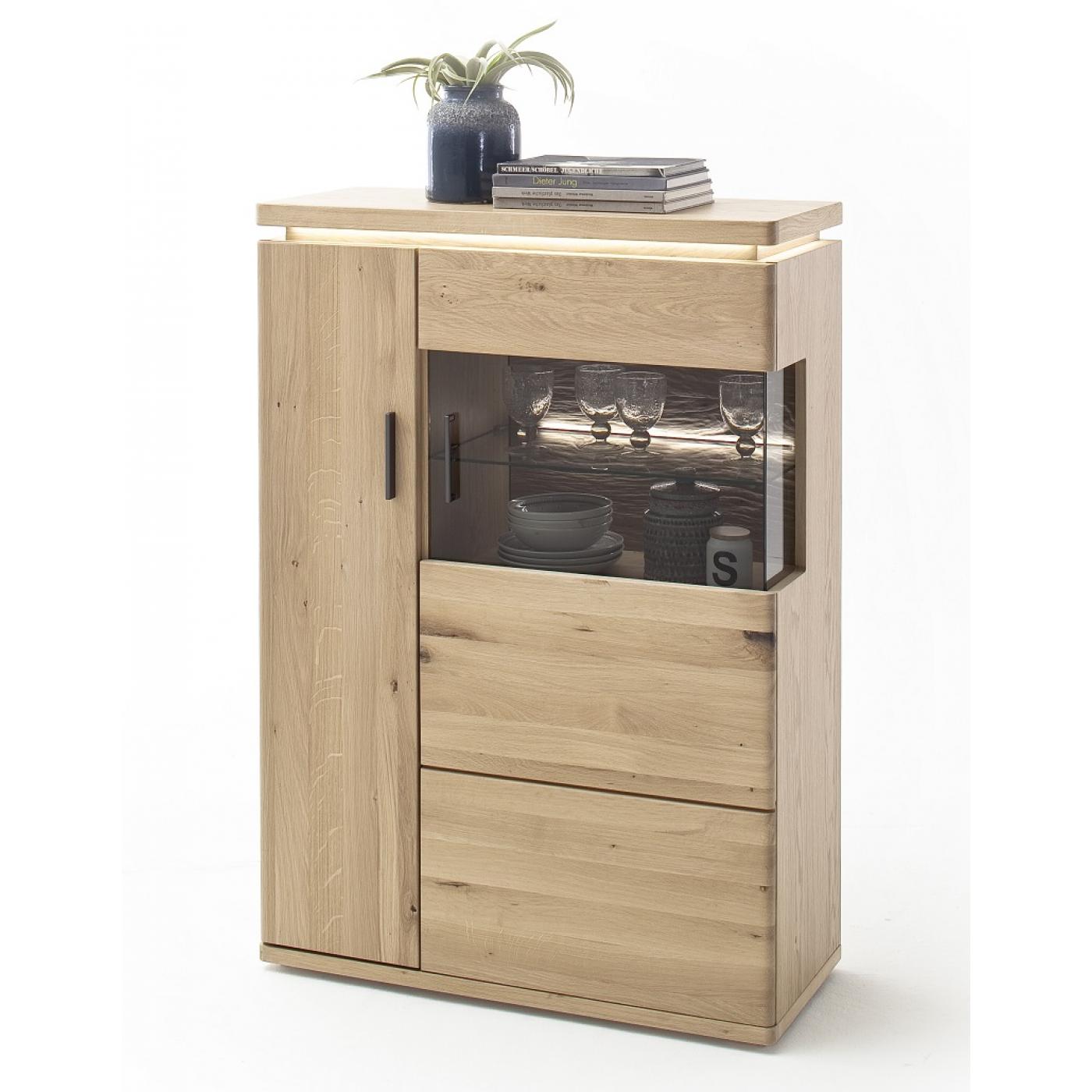 Wohnkombination Barcelona 3 | Balkeneiche Bianco / Eiche Bianco | 3-teilig | inkl. LED Beleuchtung