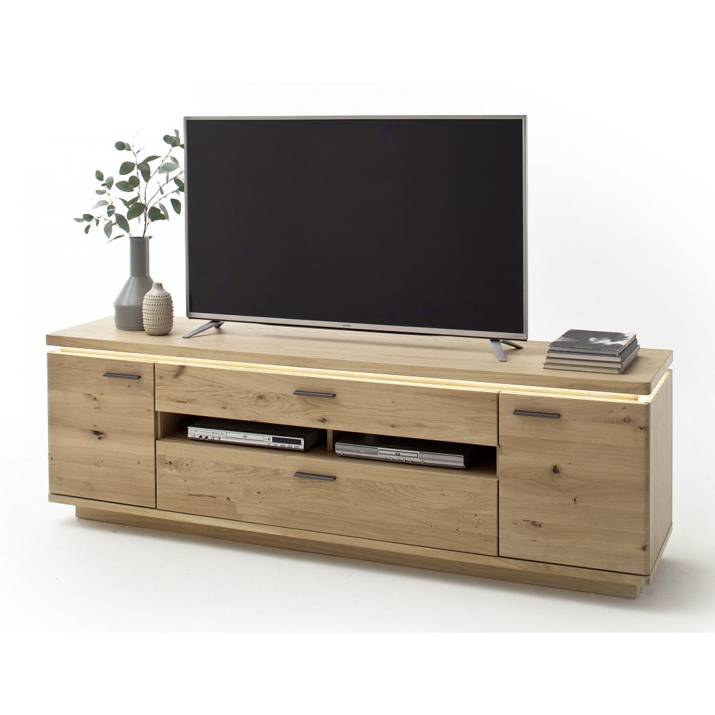 Wohnkombination Barcelona 4 | Balkeneiche Bianco / Eiche Bianco | 3-teilig | inkl. LED Beleuchtung