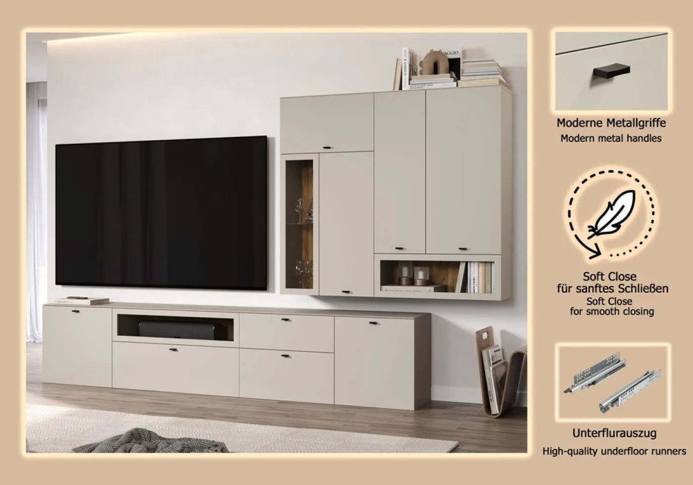 Wohnkombination Bellugi, 4-teilig, Cashmere Dekor – Ansicht 8