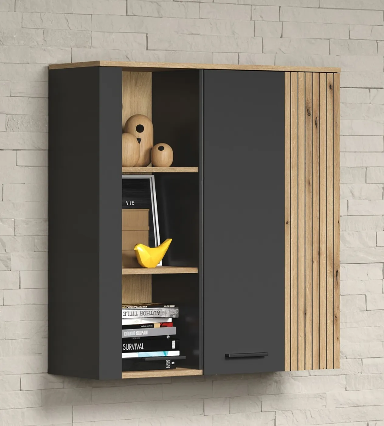 Wohnkombination Esteban | Anthrazit / Coast Evoke Oak | 4-teilig