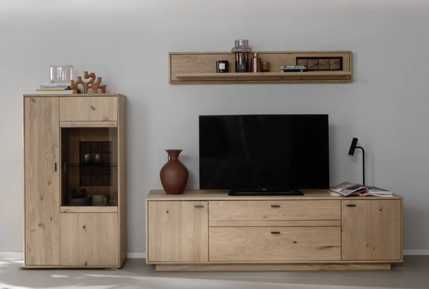 Wohnkombination Freeport 1 | Ast-/ Balkeneiche | 3-teilig | mit 50 cm Beleuchtung