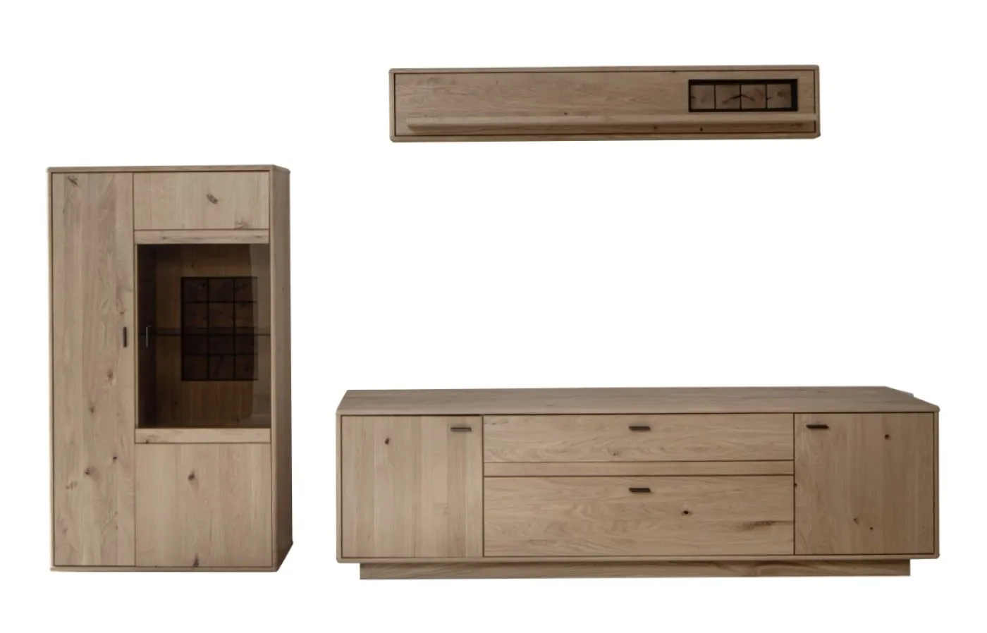 Wohnkombination Freeport 1 | Ast-/ Balkeneiche | 3-teilig | mit 50 cm Beleuchtung