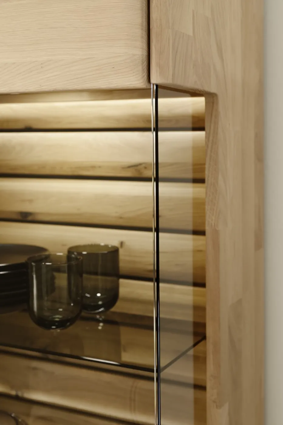 Wohnkombination Girona | Ast / Balkeneiche | 3-teilig | optional LED Beleuchtung