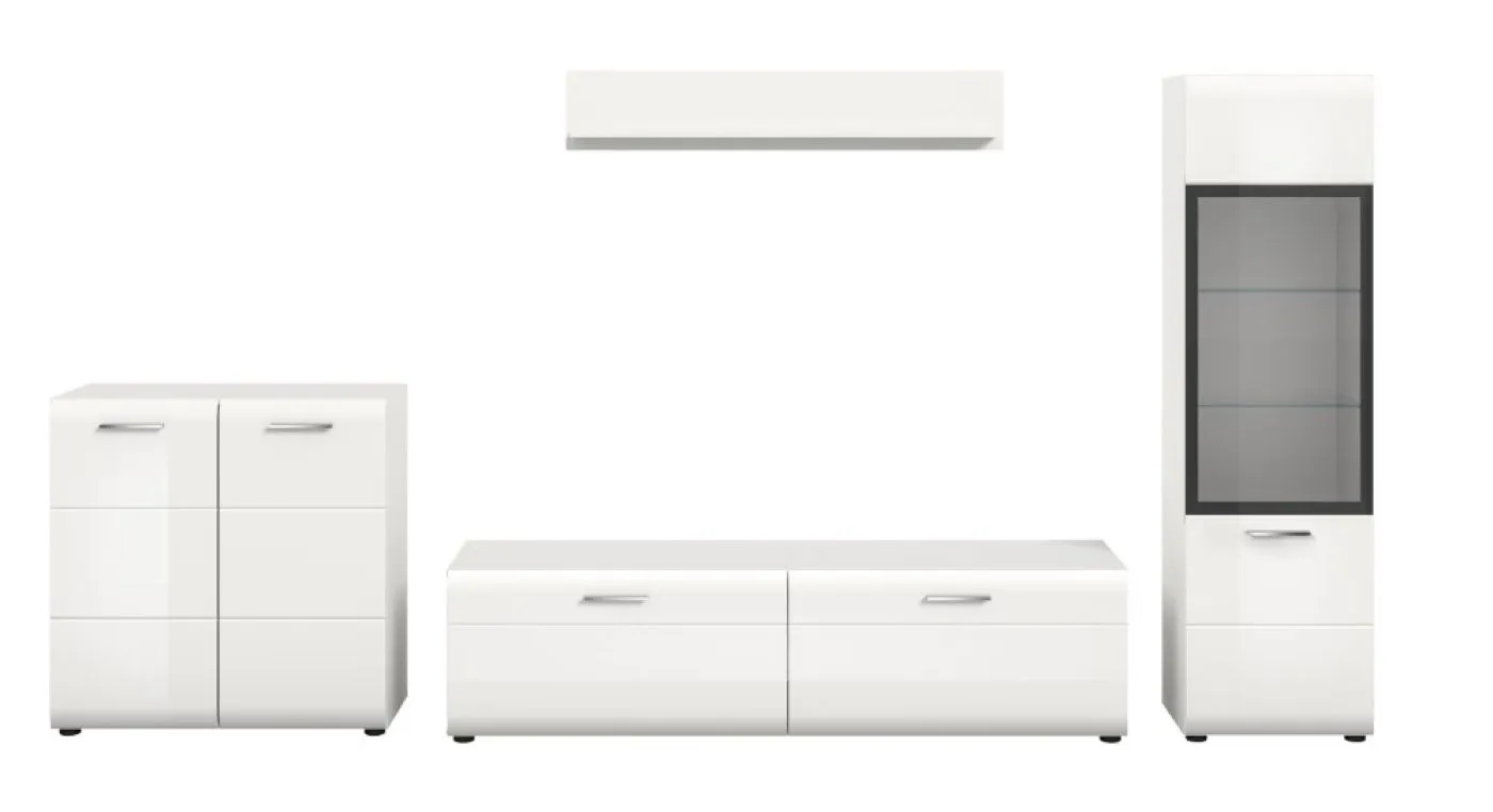 Wohnkombination Ice 2 | 4-teilig | weiß / schwarz