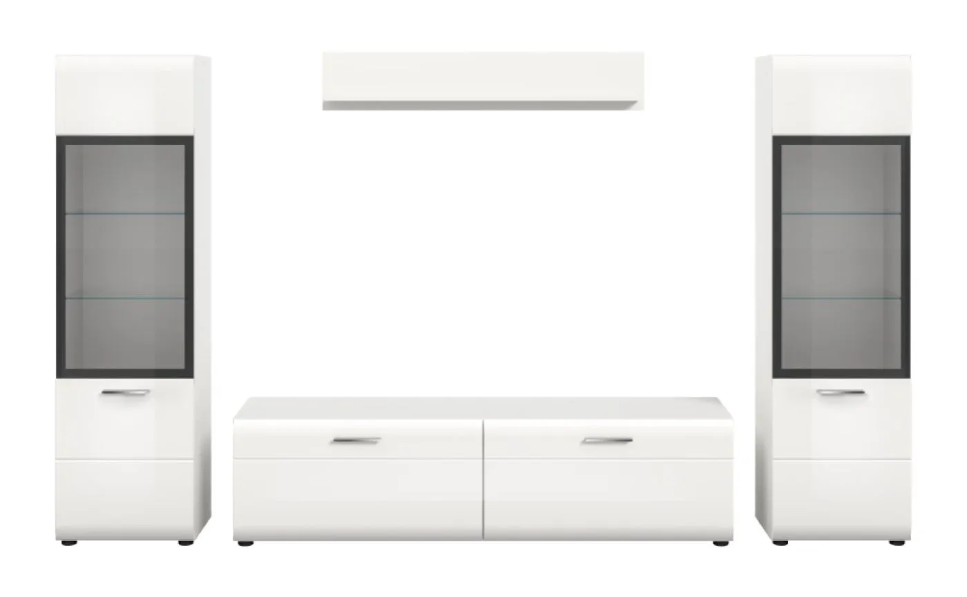 Wohnkombination Ice 3 | 4-teilig | weiß / schwarz