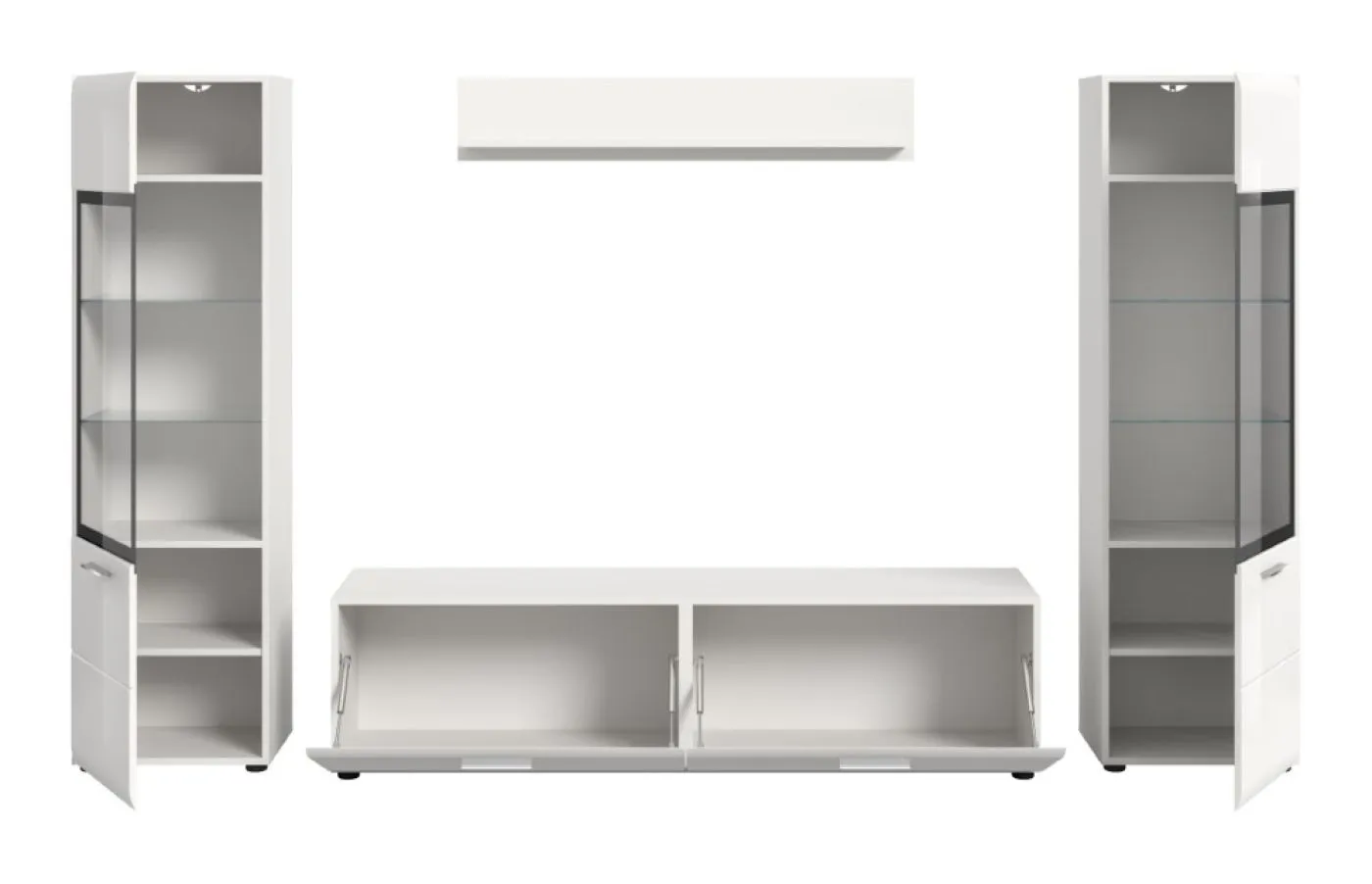 Wohnkombination Ice 3 | 4-teilig | weiß / schwarz