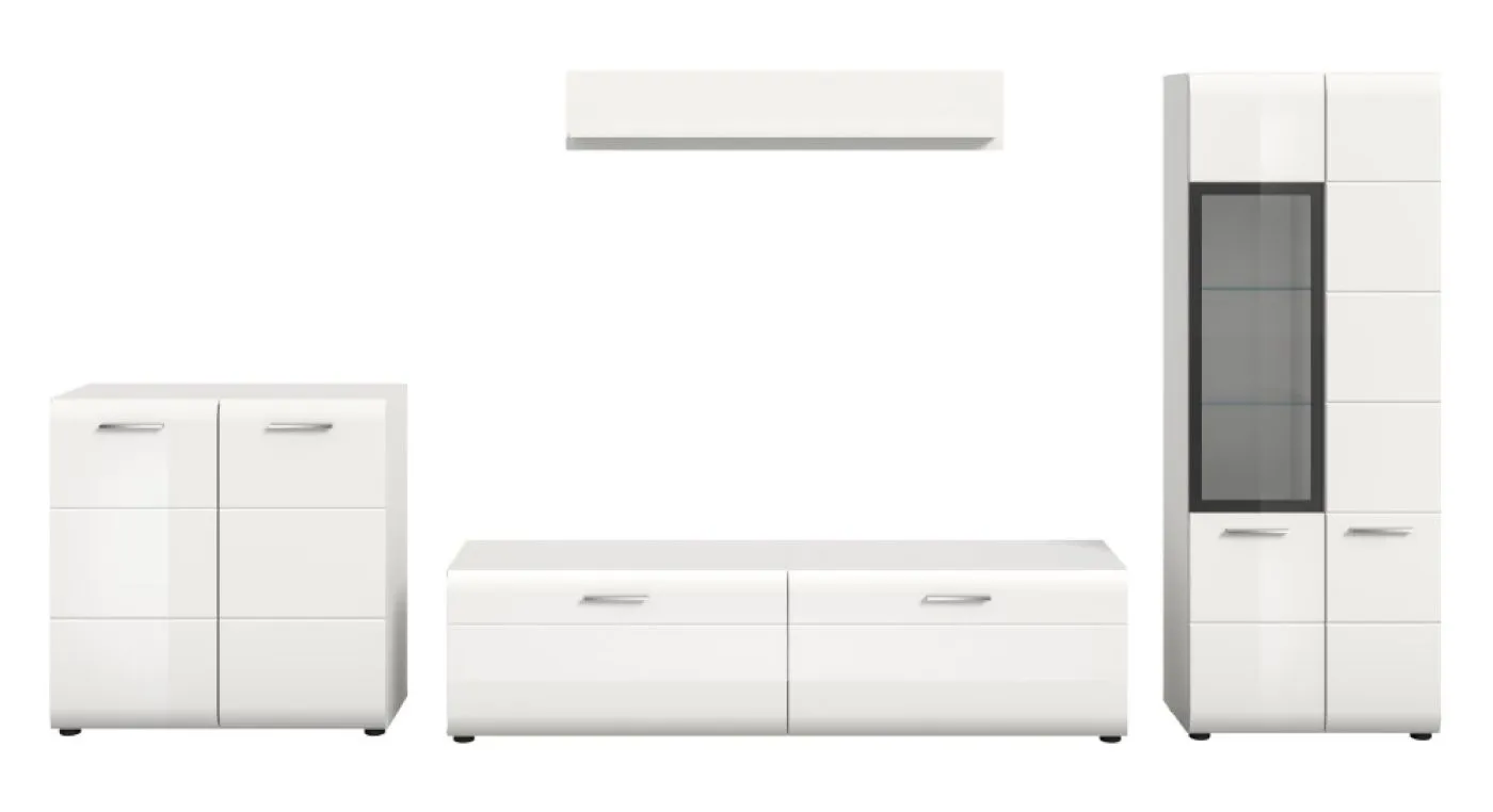 Wohnkombination Ice | 4-teilig | weiß / schwarz