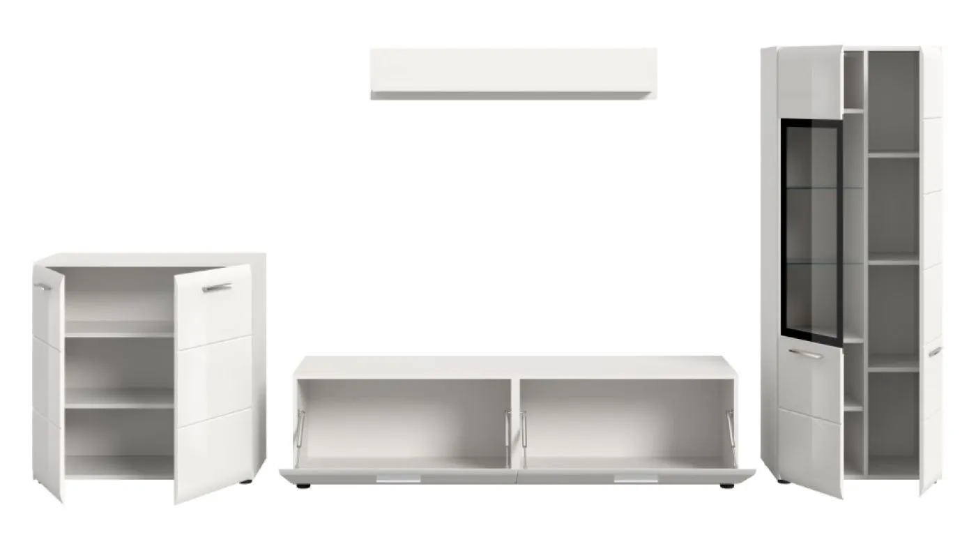 Wohnkombination Ice | 4-teilig | weiß / schwarz