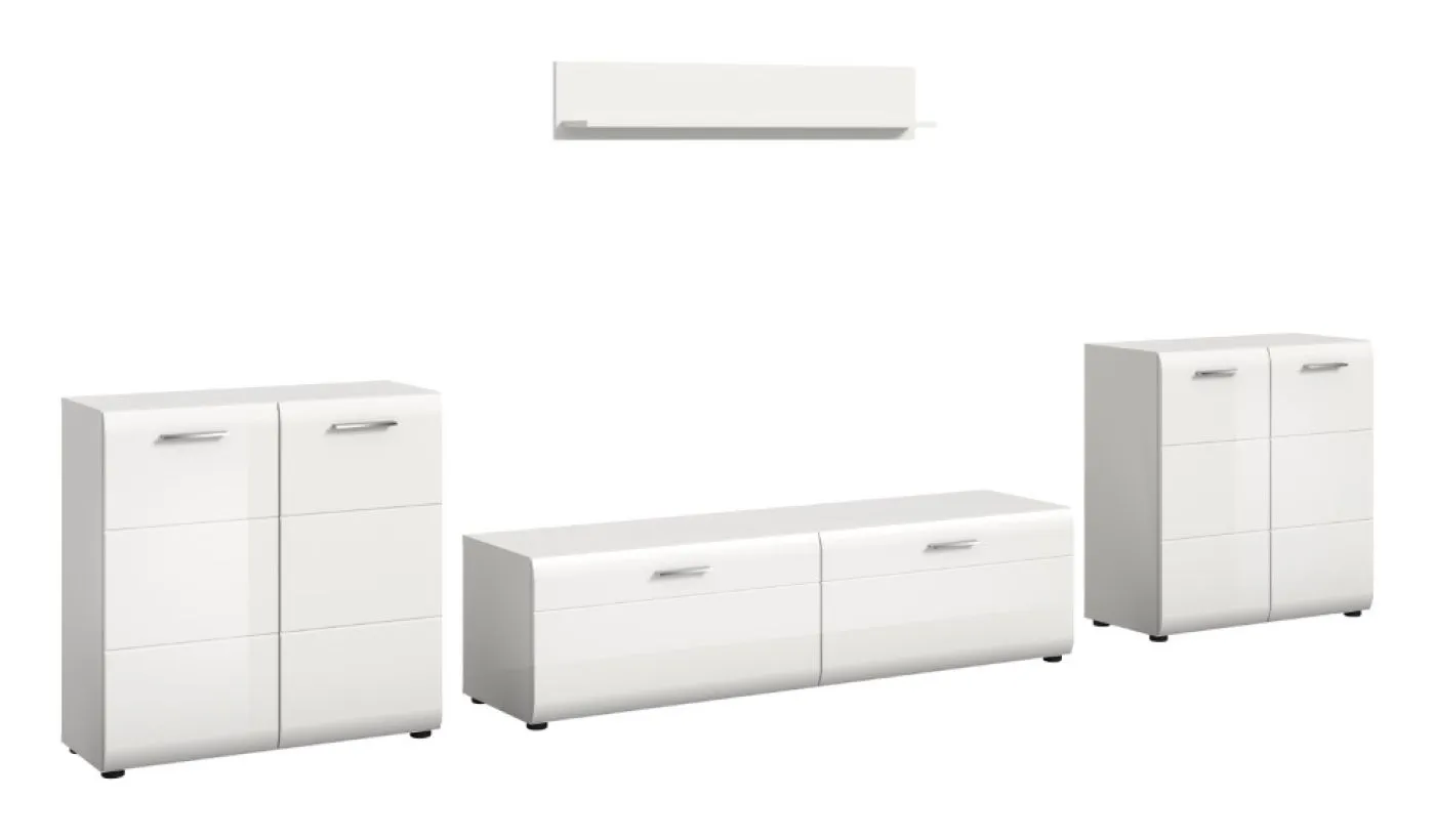 Wohnkombination Ice 6 | 4-teilig | weiß / schwarz