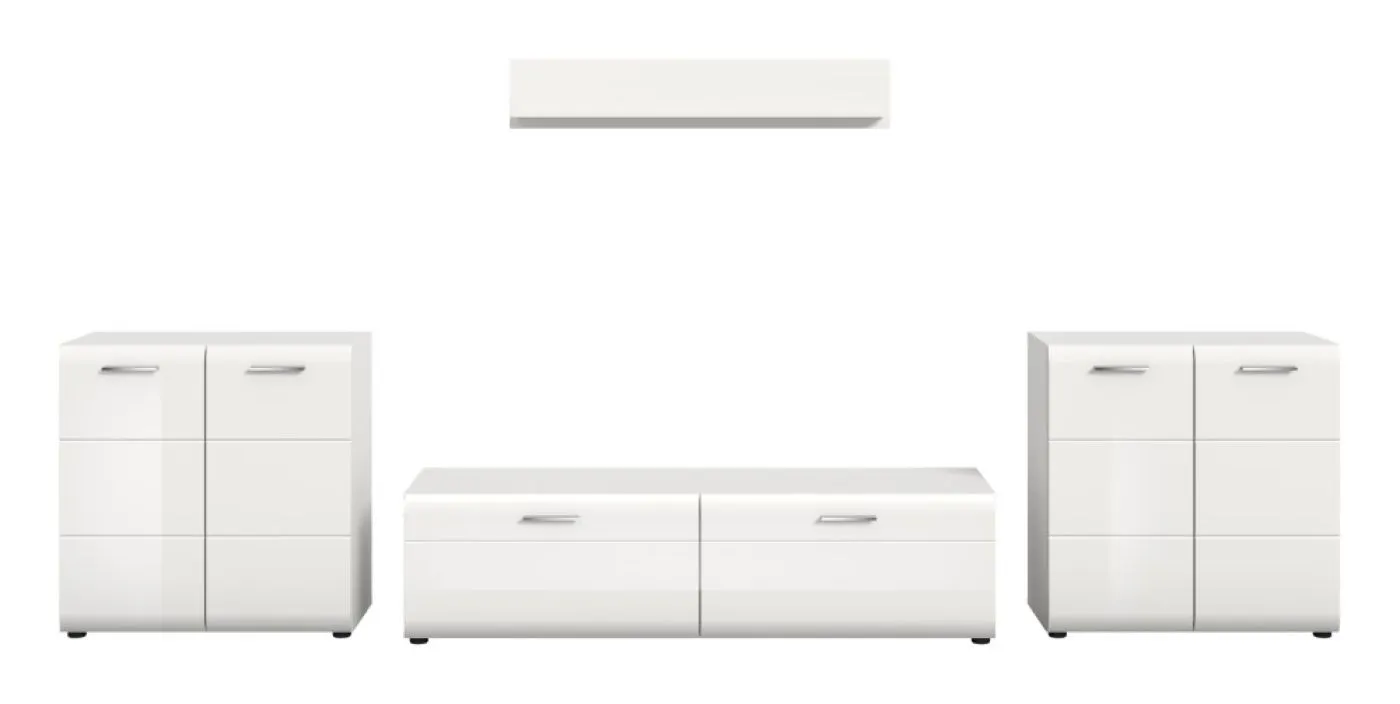 Wohnkombination Ice 6 | 4-teilig | weiß / schwarz