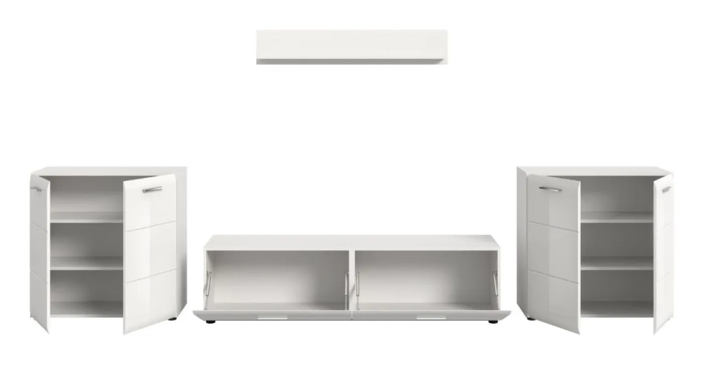 Wohnkombination Ice 6 | 4-teilig | weiß / schwarz