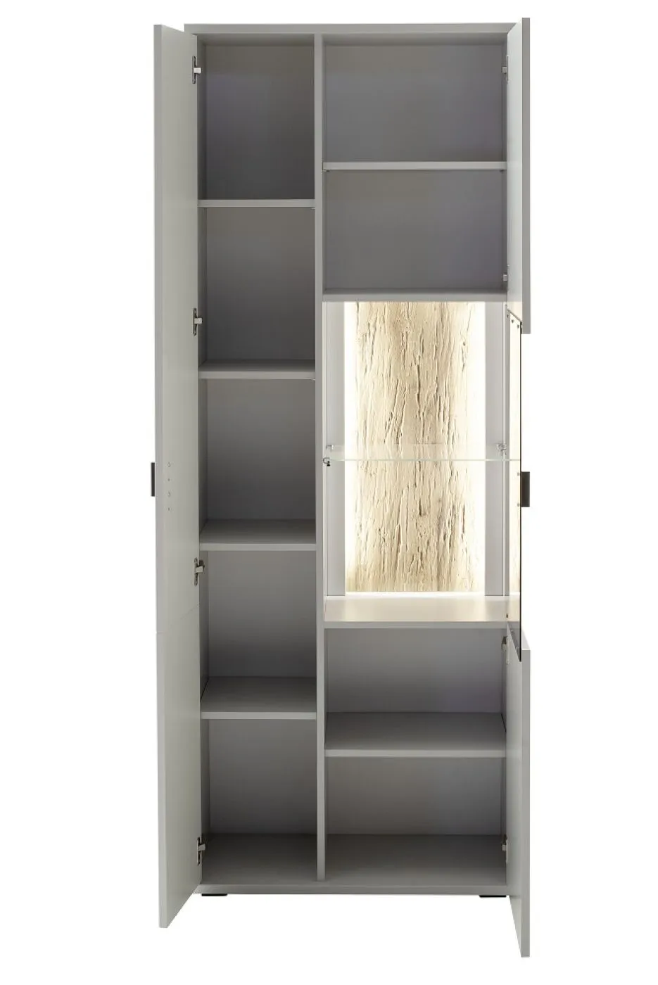 Wohnkombination Lissabon 2 | Modern White | 3-teilig | Kombi-Vitrine mit Bandbeleuchtung