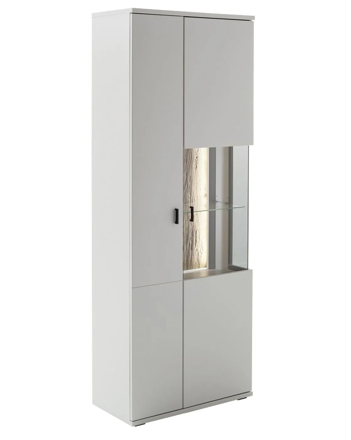 Wohnkombination Lissabon 2 | Modern White | 3-teilig | Kombi-Vitrine mit Bandbeleuchtung