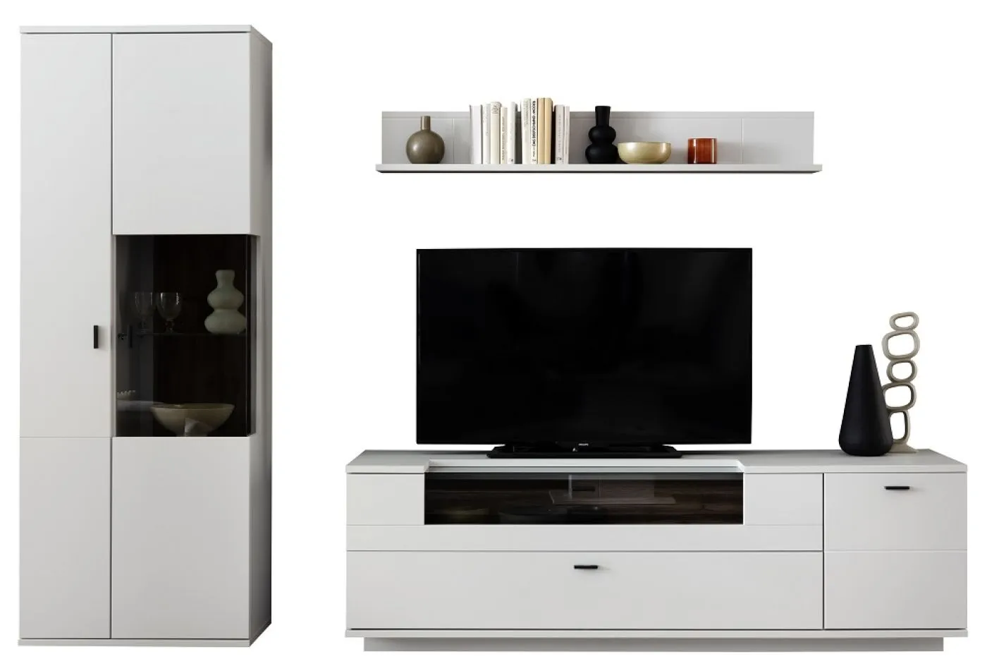 Wohnkombination Lissabon 2 | Modern White | 3-teilig | optional LED Beleuchtung