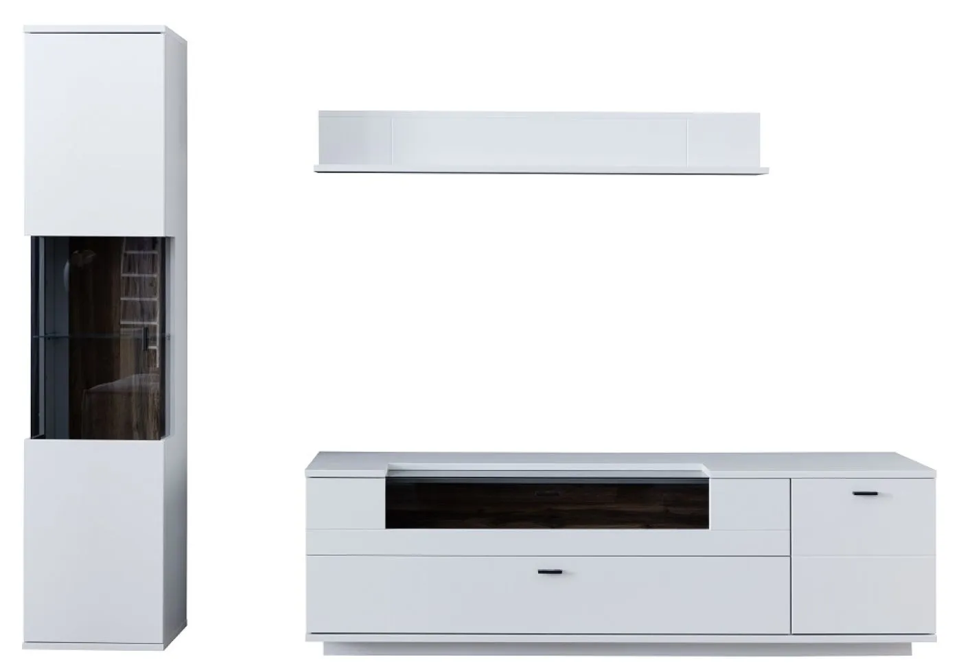 Wohnkombination Lissabon | Modern White | 3-teilig | optional LED Beleuchtung