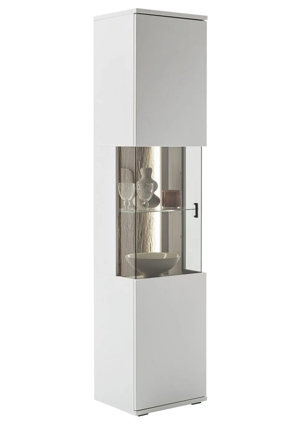 Wohnkombination Lissabon | Modern White | 3-teilig | Vitrine Bandbeleuchtung