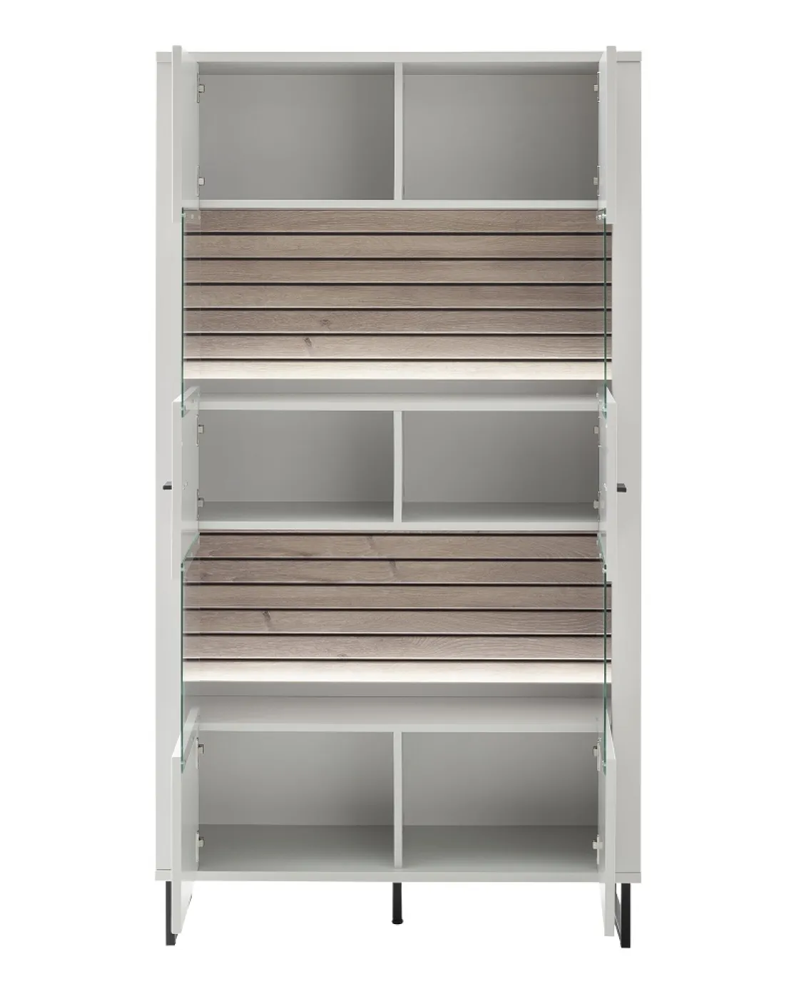 Wohnkombination Louisiana 2 | Modern White | 3-teilig | Beleuchtung Komplettset