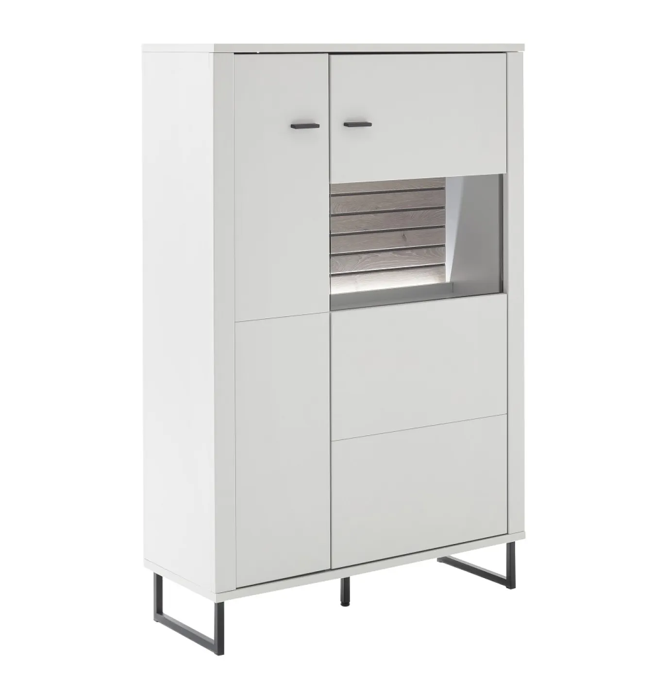 Wohnkombination Louisiana 3 | Modern White | 3-teilig | Highboard & TV-Board mit Beleuchtung