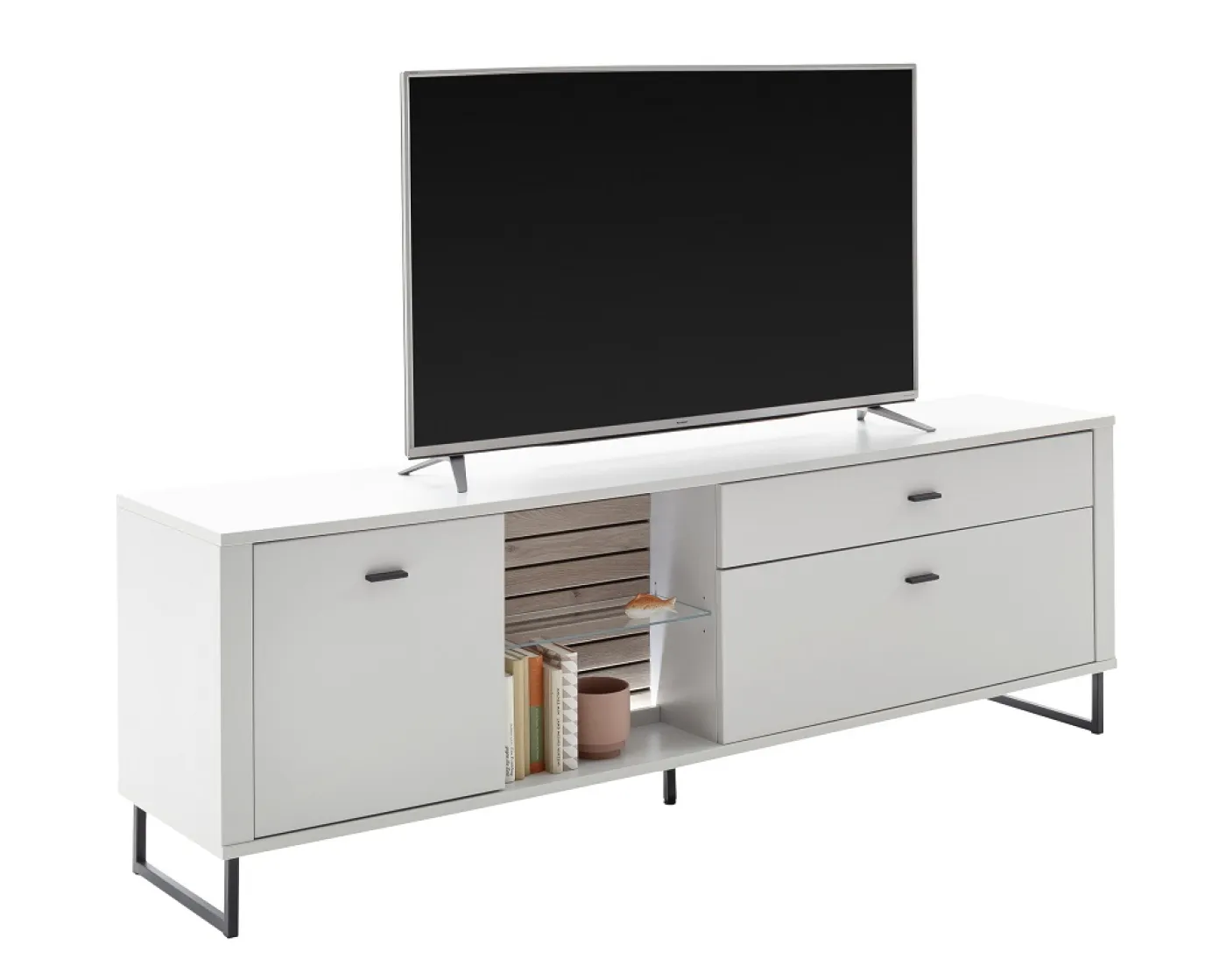 Wohnkombination Louisiana 3 | Modern White | 3-teilig | TV-Board mit Beleuchtung