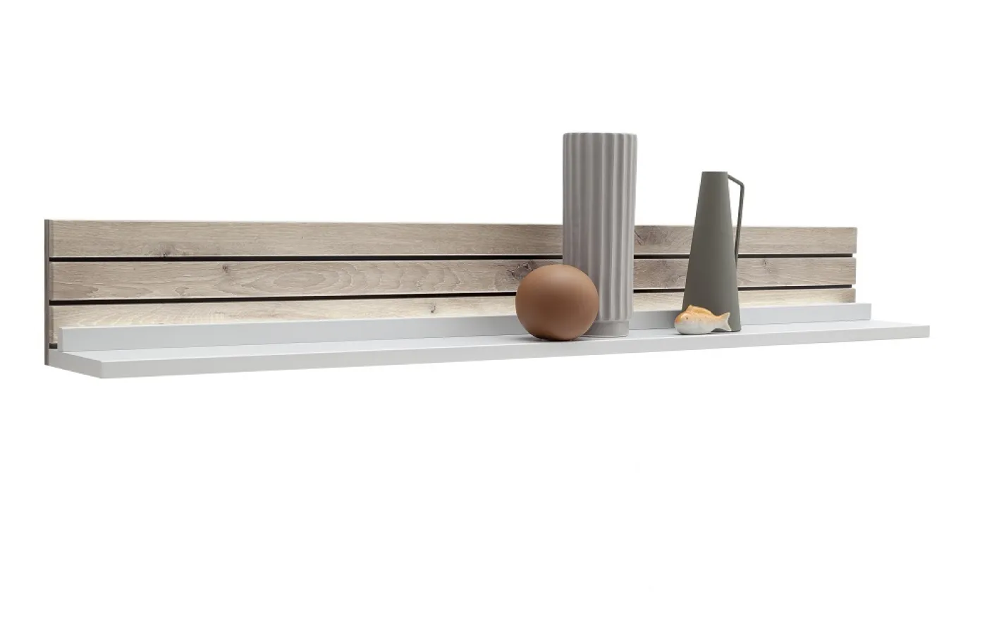 Wohnkombination Louisiana | Modern White | 3-teilig | Wandboard mit Bandbeleuchtung