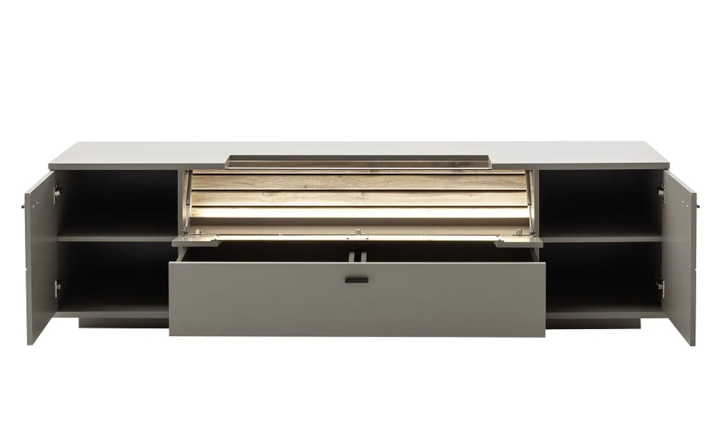 Wohnkombination Lüttich 3 | Basalt / Wotan Eiche | 3-teilig | TV-Board mit Bandbeleuchtung