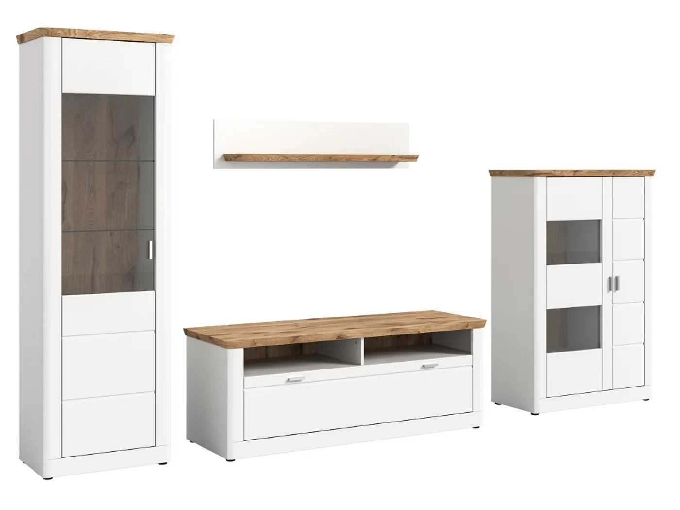 Wohnkombination Michigan | weiß / Viking Oak | 4-teilig